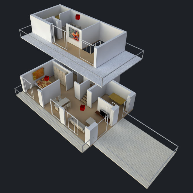 3D-Grafik eine Maisonettewohnung